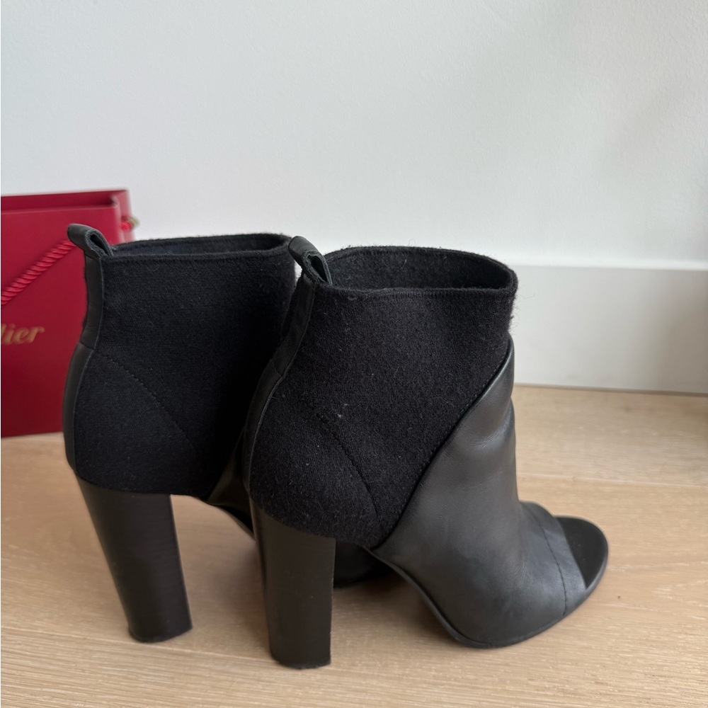 Vince Black Heeled Boots with Block Heel and Mixed Texture